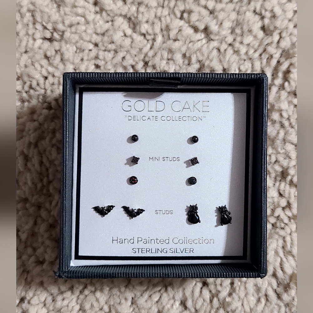 Gold Cake Sterling Silver Stud Earrings